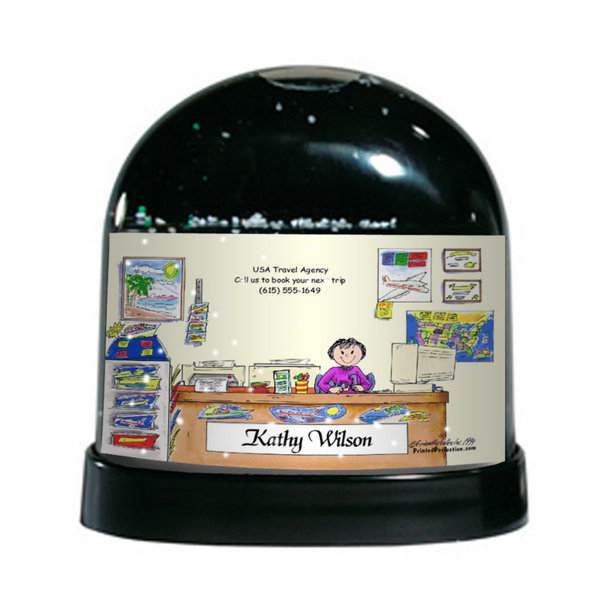 The Holiday Aisle Friendly Folks Cartoon Caricature Female Travel Agent Snow Globe Wayfair