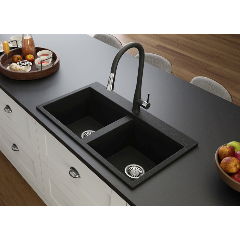 Lavello Kenix Granite Composite 32" L x 19" W Double Basin ...