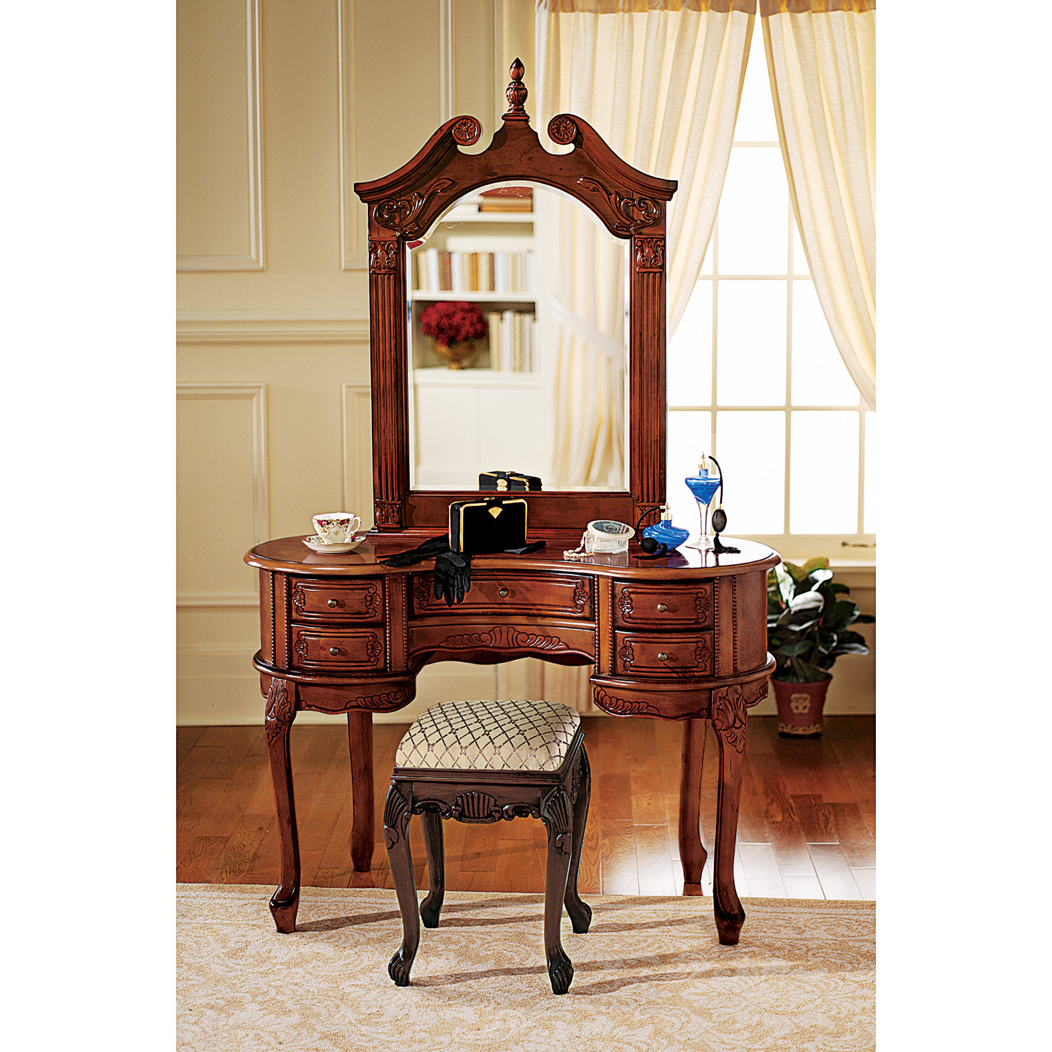 Design Toscano Queen Anne Vanity With Mirror Reviews Wayfair