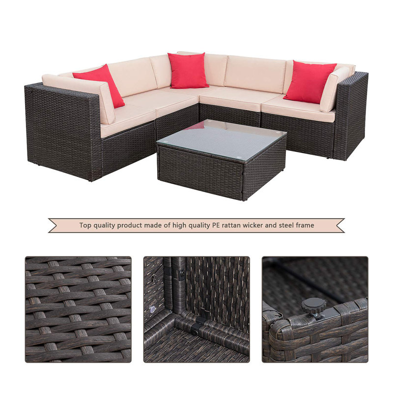 Brayden Studio Chesterle 6 Piece Sectional Seating Group With