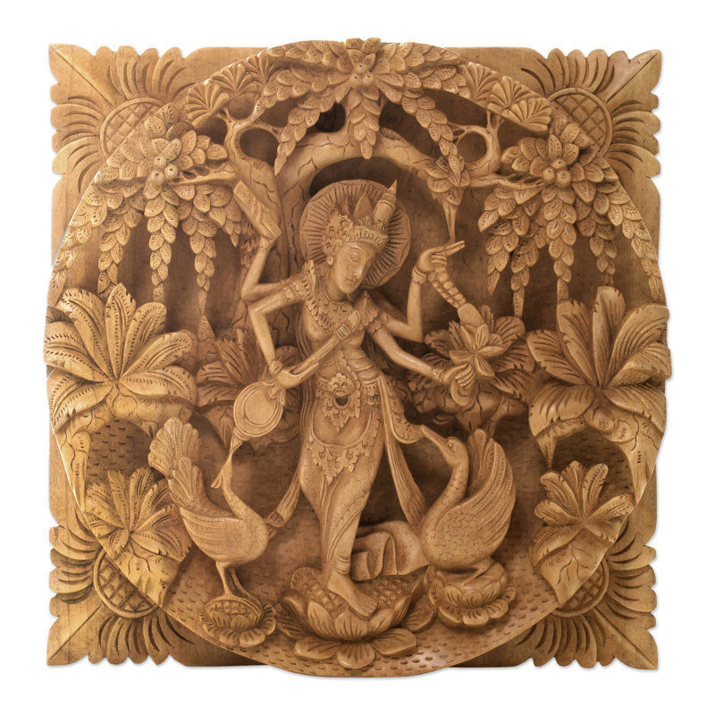 Panel Wall Decor novica hindu goddess themed carved wood relief panel wall décor Panel Wall Decor novica hindu goddess themed carved wood relief panel wall décor