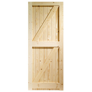 Unfinished Pine Wood Slab Exterior Door