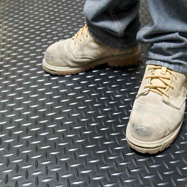 Rubber Cal Inc Diamond Plate Garage Flooring Roll In Black