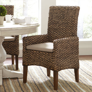 Wicker Rattan Kitchen Dining Chairs You Ll Love Wayfair Heliodoro Woven Seagr Arm Chairs Set Of 2