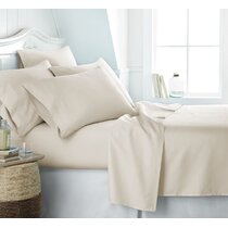 150 Thread Count Belledorm Easycare 18 Fitted Sheet Ivory, Double Housewife Pillowcase Bundle Set 