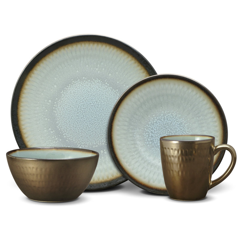 Gourmet Basics By Mikasa Anastasia Blue 16 Piece Dinnerware Set