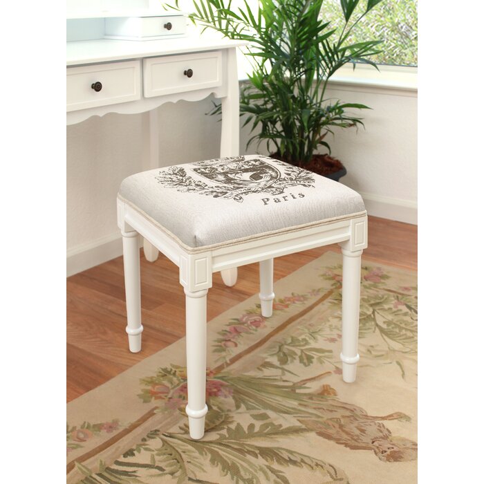 Ophelia & Co. Vannote 19'' Tall Solid Wood Vanity Stool | Wayfair