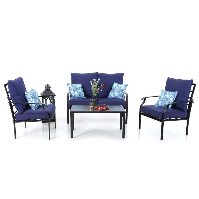 Winston Porter Loscalzo Patio 4 Piece Sofa Seating Group With