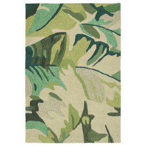 Rachael Palm Leaf Hand-Tufted Green Indoor/Outdoor Area Rug