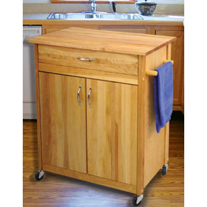 Mid Size Kitchen Cart with Butcher Block Top