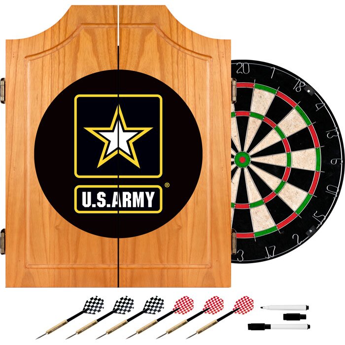 Dartboard Cabinet Set Professional Dart Board Bar Home Game With Wood Scoreboard 