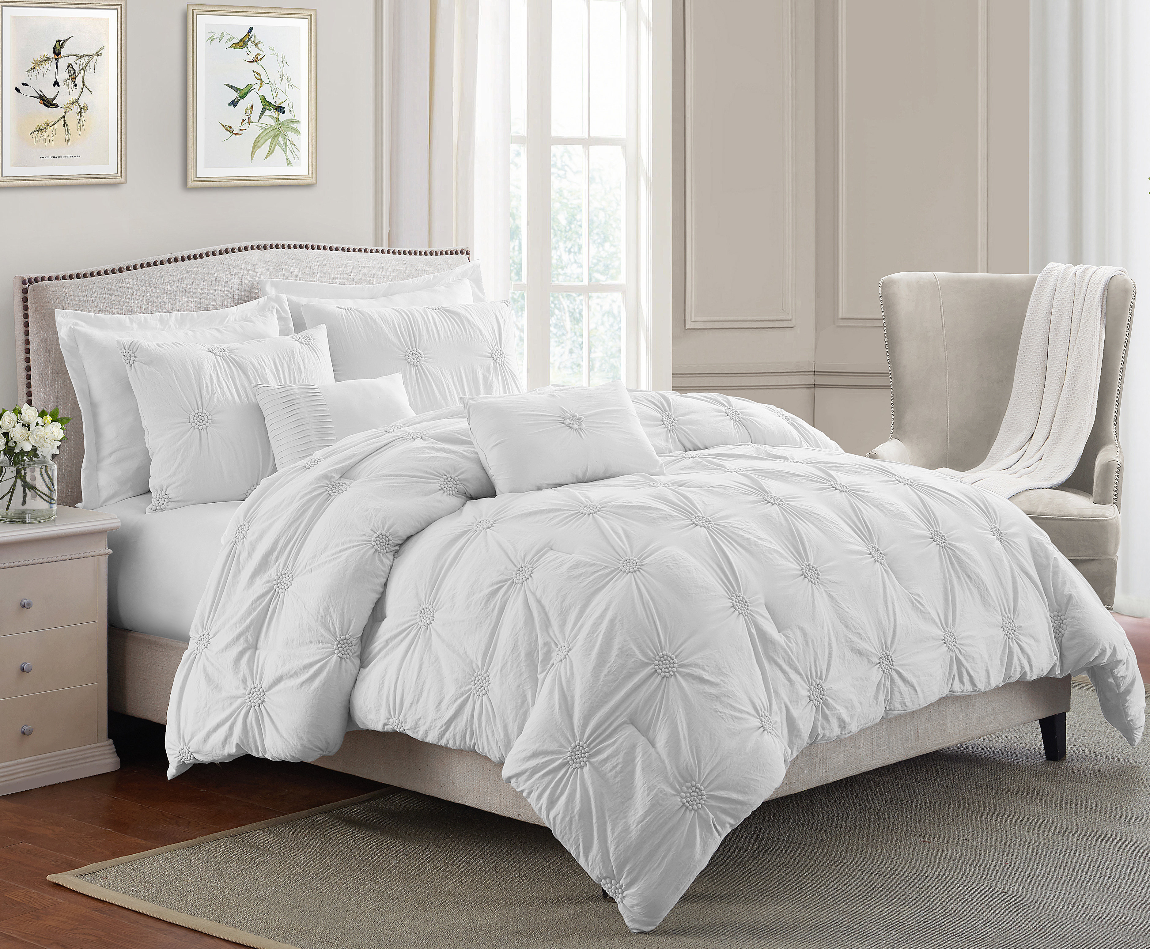 Home Dynamix Classic 5 Piece White Light Gray King Comforter Set K