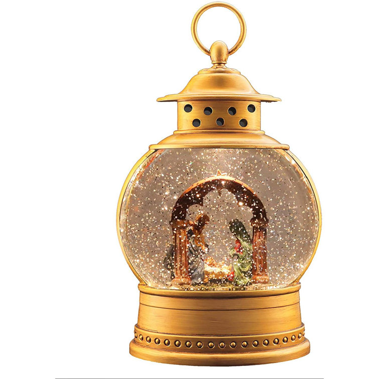 Victory Creative Christmas Hoilday Illumination Santa Musical Water Globe Lantern 9" H Glitter Spinner Battery Operated Timer & USB Light