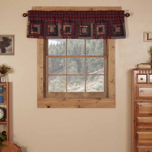 Lodge/Cabin Dark Red & Black Lumberjack Plaid 16" x 72" Cotton Window Valance 