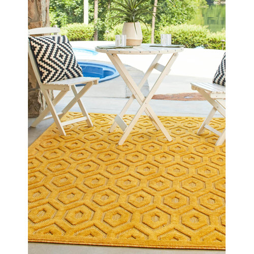 Langley Street Griffing Yellow Indoor/Outdoor Rug & Reviews | Wayfair
