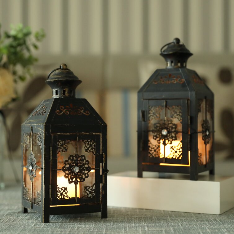 Red Barrel Studio® 2 Piece Metal Tabletop Lantern Set | Wayfair