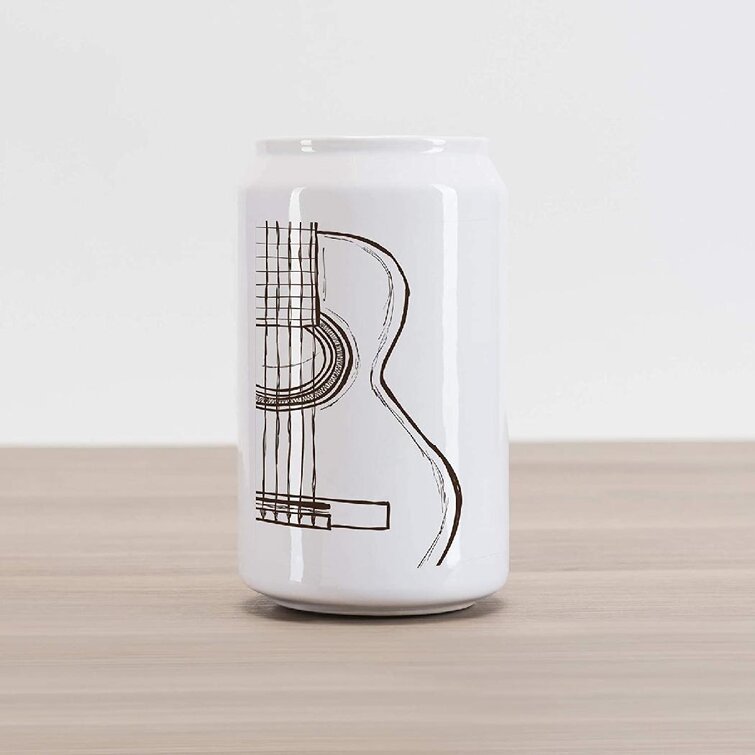 Hand Drawn Monochrome Doodle Illustration of Instruments of 2 Kinds Music Ambesonne Guitar Cola Can Shape Piggy Bank Ceramic Cola Shaped Coin Box Money Bank for Cash Saving Dark Brown White