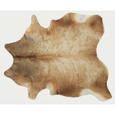 Millwood Pines Lettie Hand Woven Cowhide Tan Area Rug