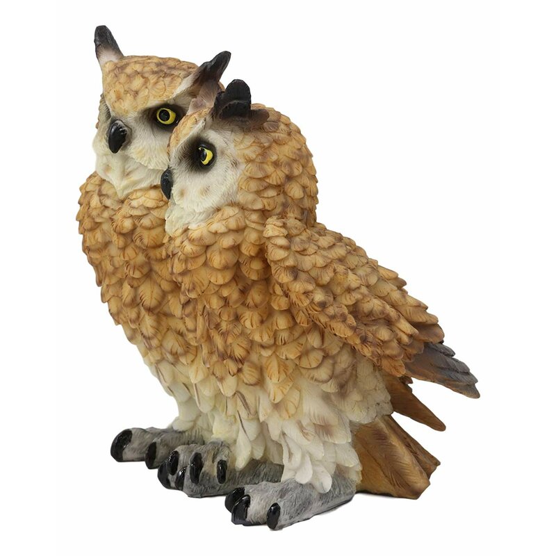 Millwood Pines Festus Two Great Horned Owls Couple Figurine | Wayfair
