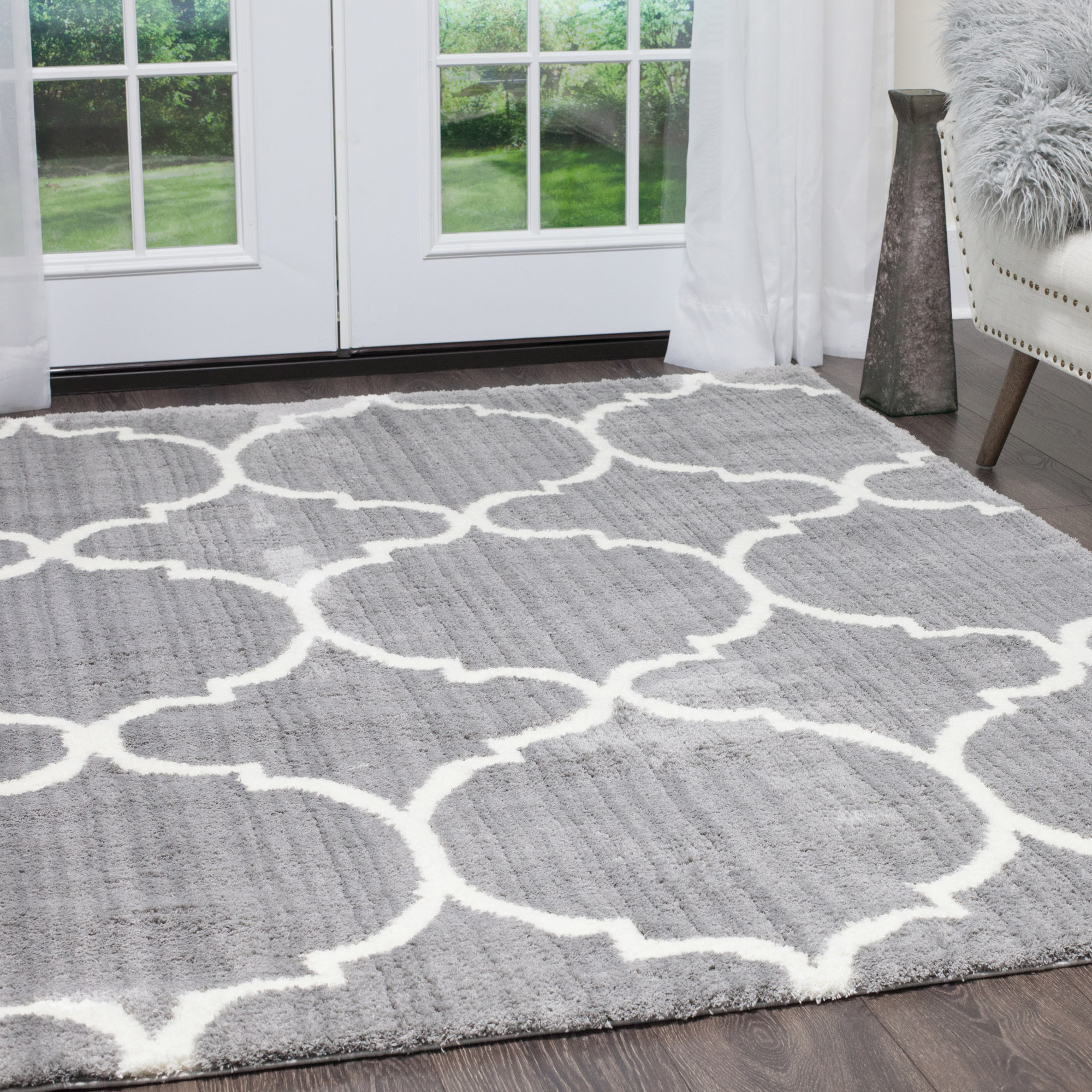 Winston Porter Hennings Trellis Shag Gray Ivory Area Rug Wayfair