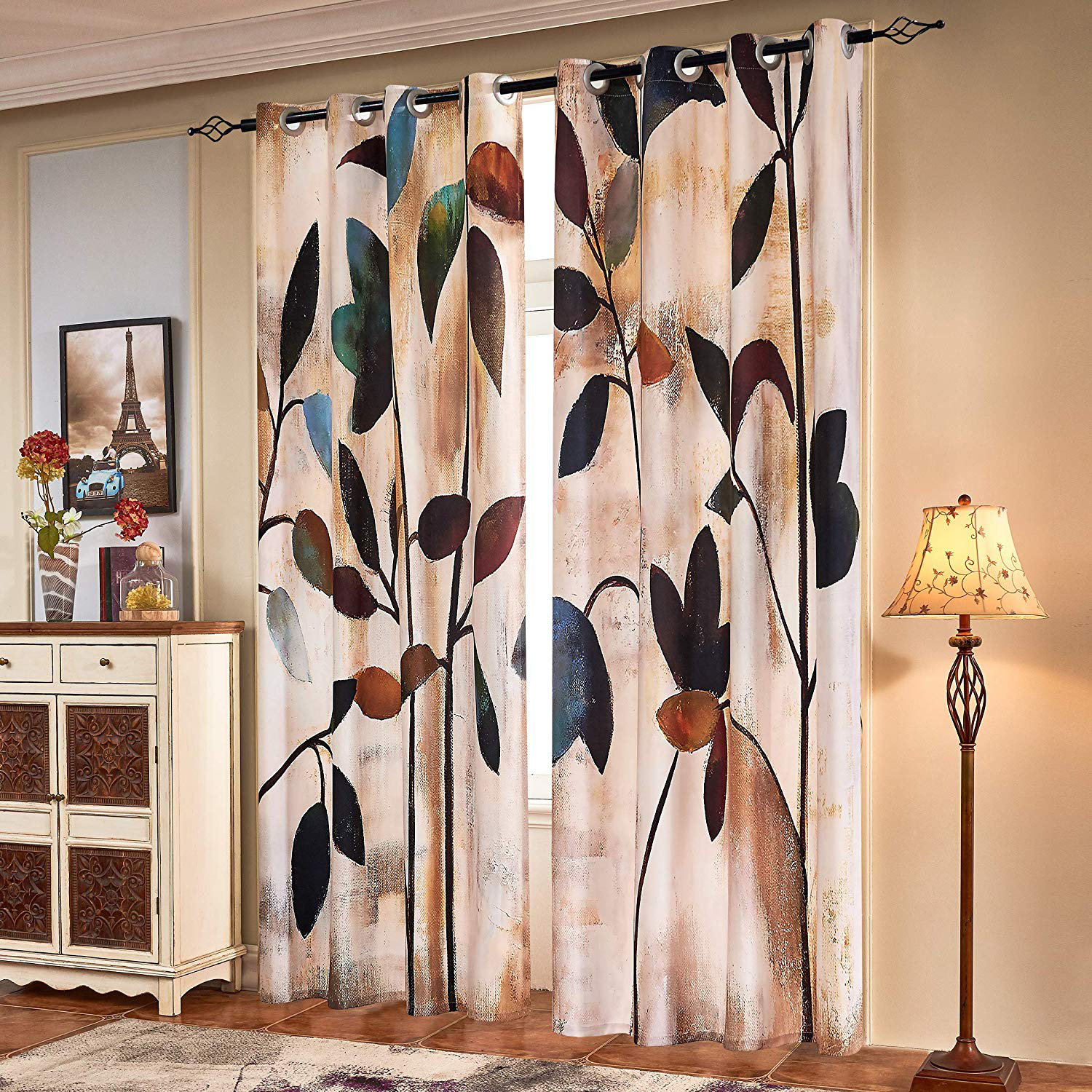 Colorful Blackout Curtain Panels Kitchen Window Draperies w// Grommet 2Piece