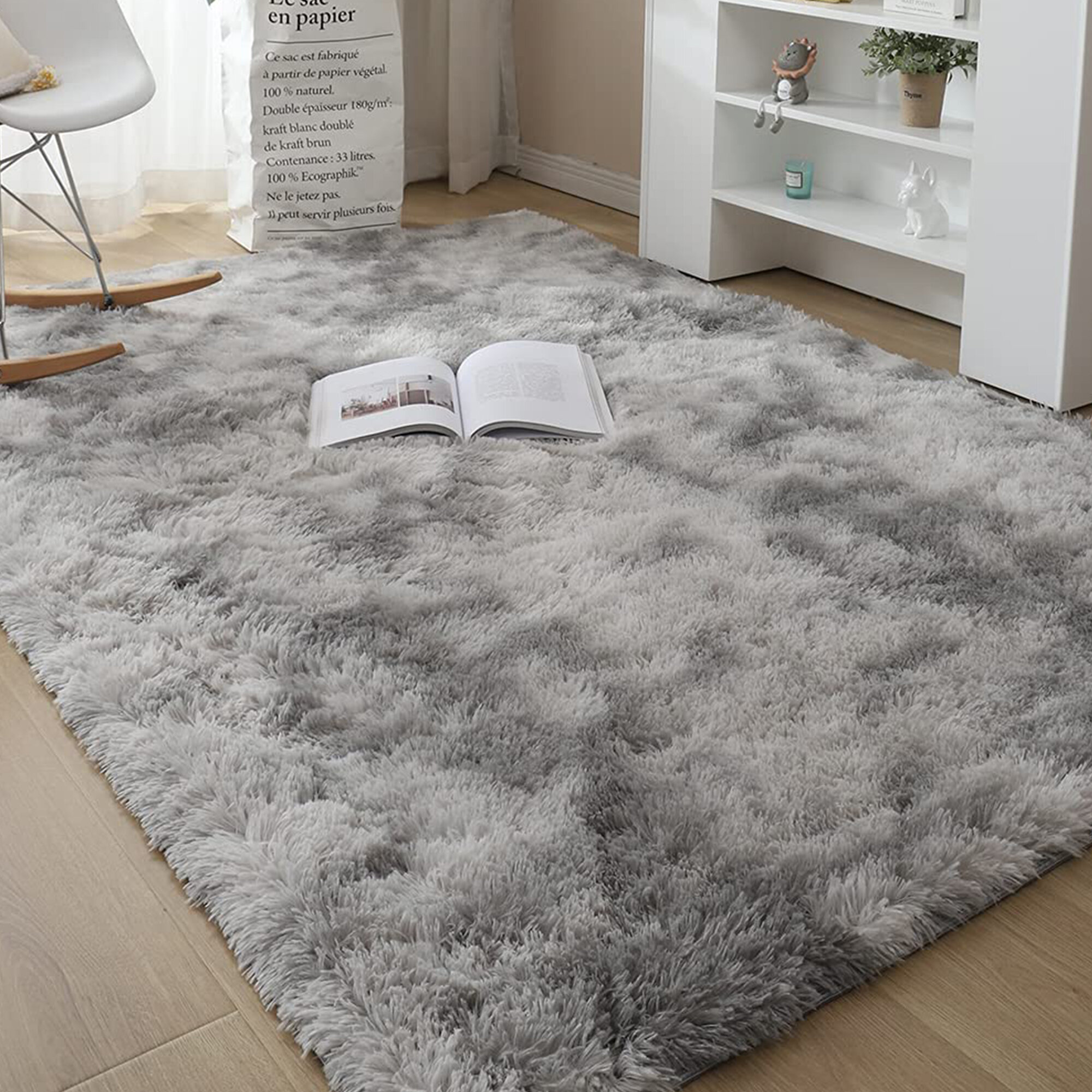 FUR ACCENTS SALE Large Black Shag Area Rug Carpet Rectangle All Sizes 