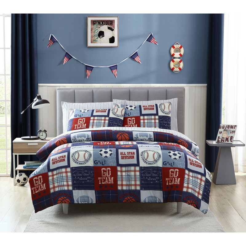 I appreciate the fact that the the set includes: jaylene kids sports fan reversible comforter set
