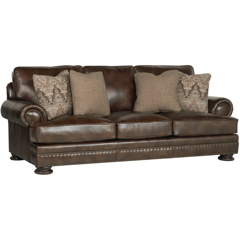 Bernhardt Foster Genuine Leather 98 Recessed Arm Sofa Reviews Bernhardt Foster Genuine Leather 98
