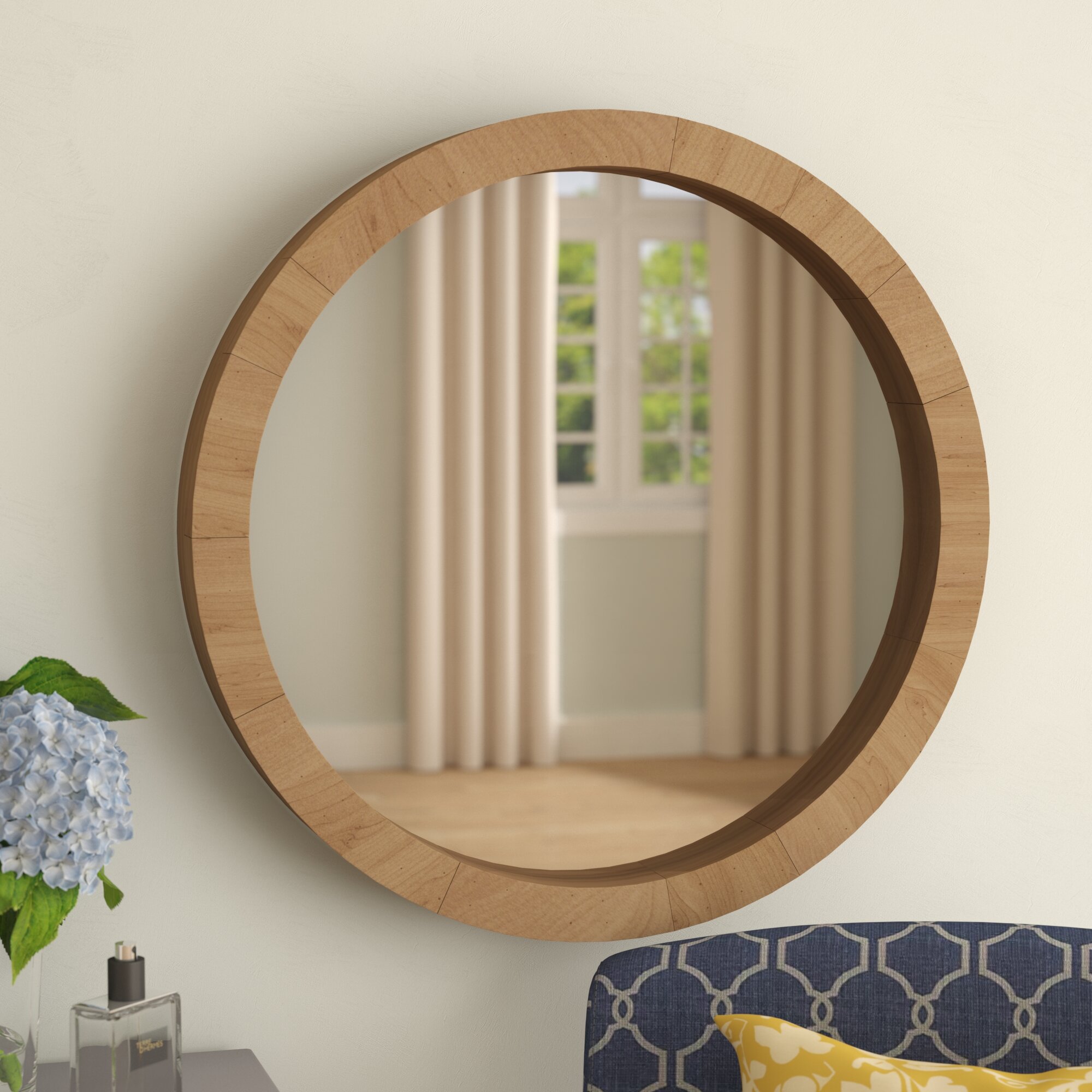 Black Medium Foreside 15 inch Diameter Round Rustic Wall Mirror with Hanging Rope 