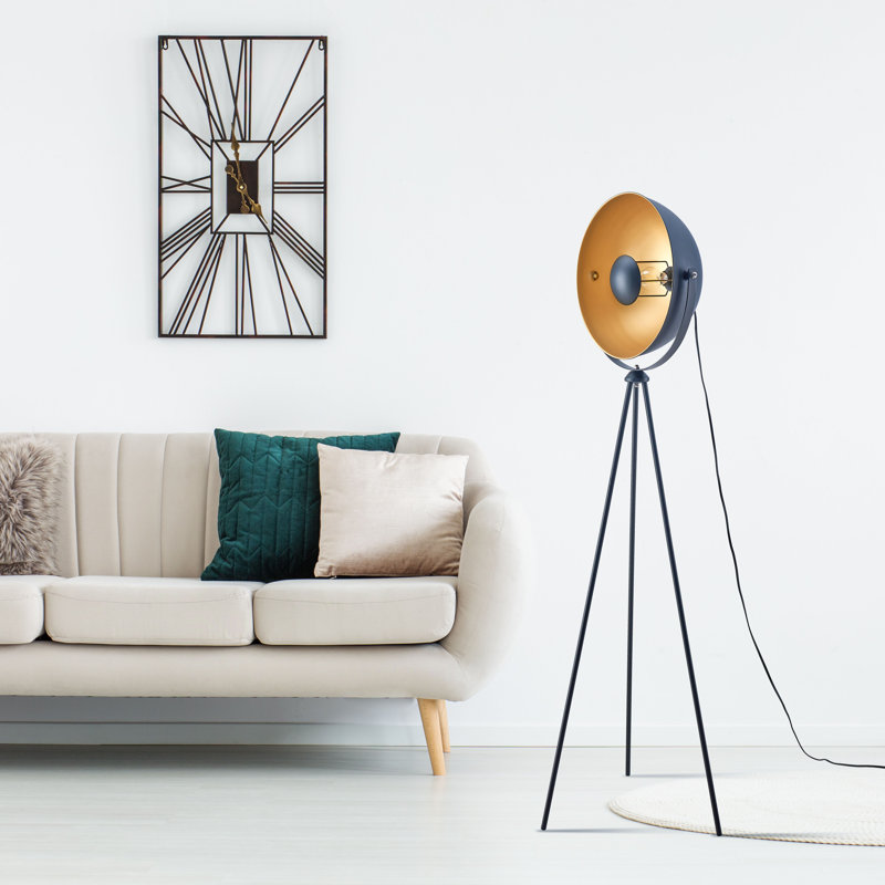 Brockington 63" Tripod Floor Lamp Shade Color: Black/Gold