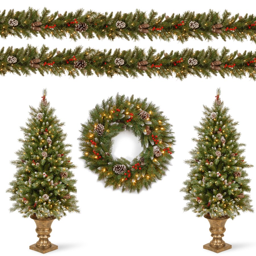 Frosted Berry Pre-Lit Garland and Swag with 170 Warm Clear/White Lights