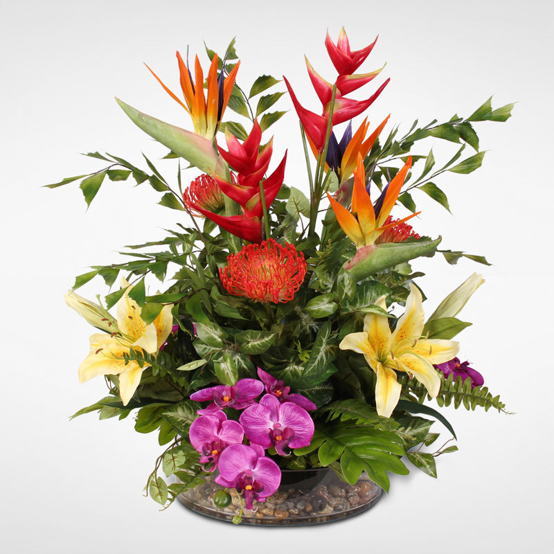 Bloomsbury Market Exotic Tropical Silk Mixed Floral Arrangement In