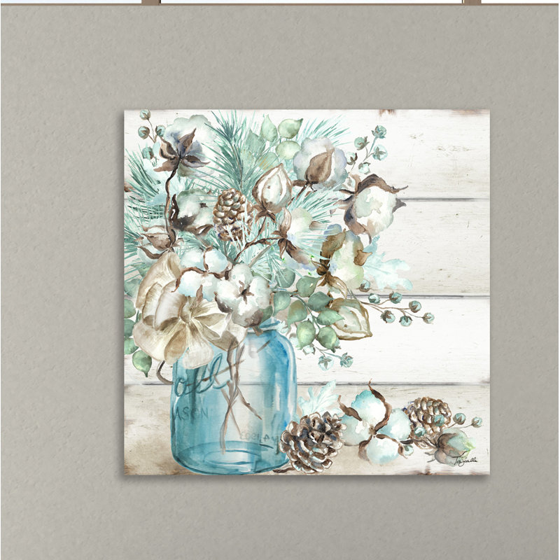 One Allium Way Cotton Boll And Pine Cones In A Mason Jar I