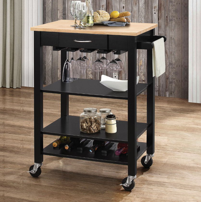 Charlton Home Rodriguez Kitchen Cart With Solid Wood Top Wayfair