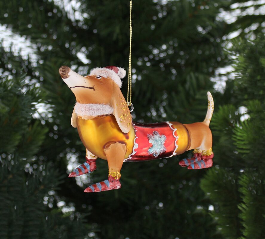 Glass Sausage Dog Hanging Figurine