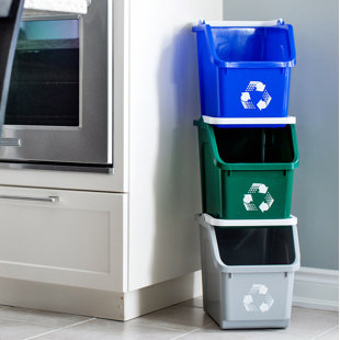 Recycling Bins You Ll Love In 2019 Wayfair Ca Mobius Loop 3 Piece 6 Gallon Curbside Trash Recycling Bin Set