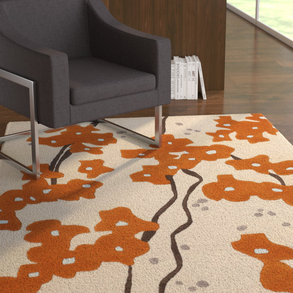 Latitude Run Stoltz Hand Tufted Ivory Orange Area Rug Wayfair