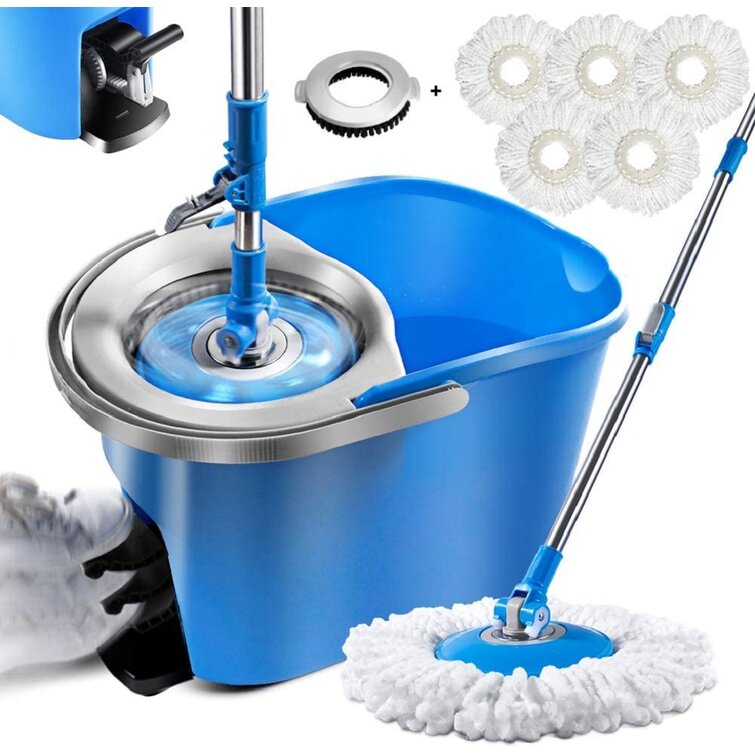 360 Degree Spinning Mop bucket Home 2 Mop Cleaning heads with colapsible Bucket 