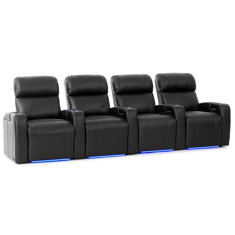 Ebern Designs HR Series Leather Home Theater Row Seating (Row of 4 ...