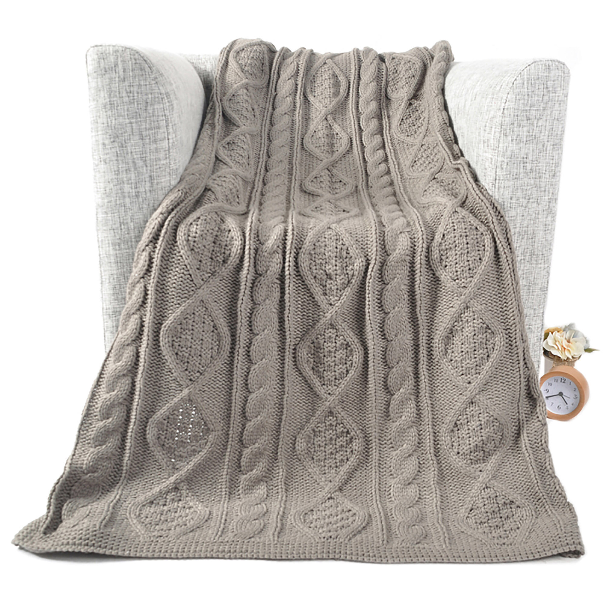 Gracie Oaks Battilo Cable Knit Throw Blanket For Couch Sofa Chair Home Decorative