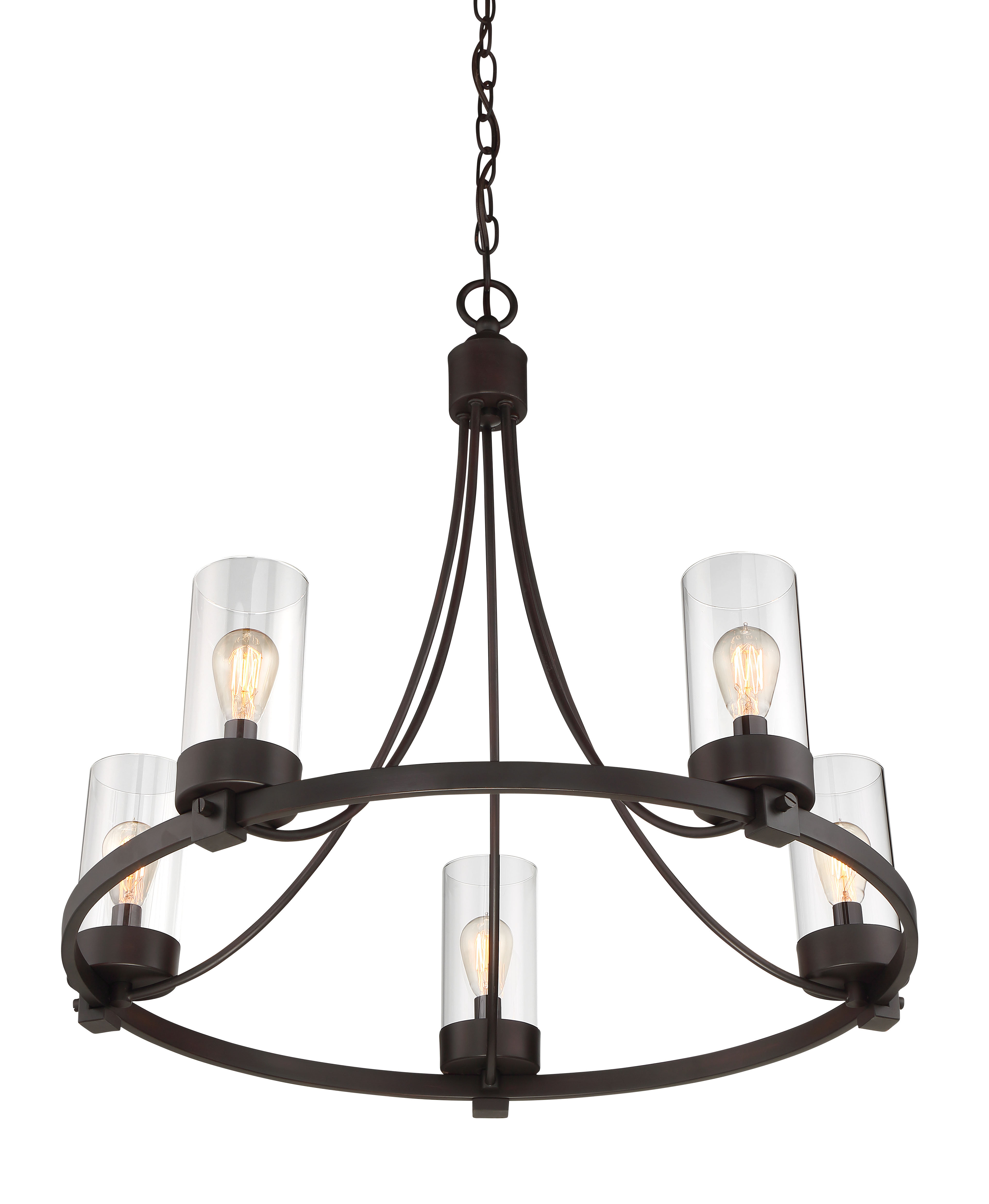 Birch Lane Devoe 5 Light Shaded Wagon Wheel Chandelier Reviews Wayfair