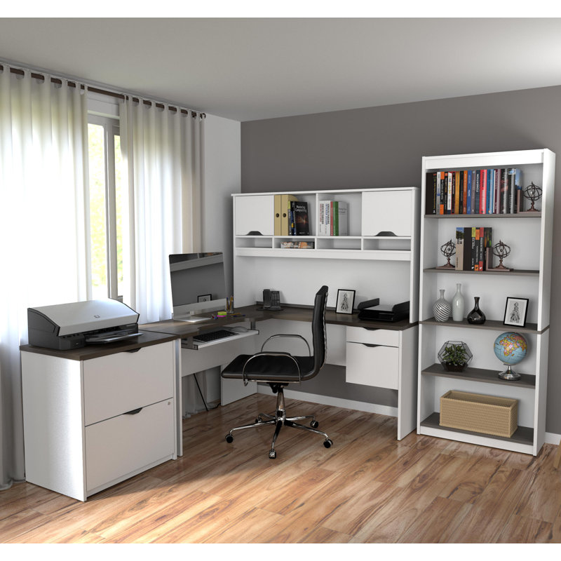 Symple Stuff Altha 3 Piece Office Set With Hutch Reviews Wayfair