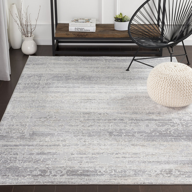 Williston Forge Genesis Distressed Traditional Silver Grey White Silver Grey White