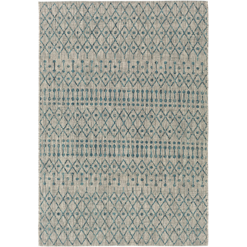 Union Rustic Gunter Bohemian Geometric Khaki Teal Indoor Outdoor Area Rug Reviews Wayfair