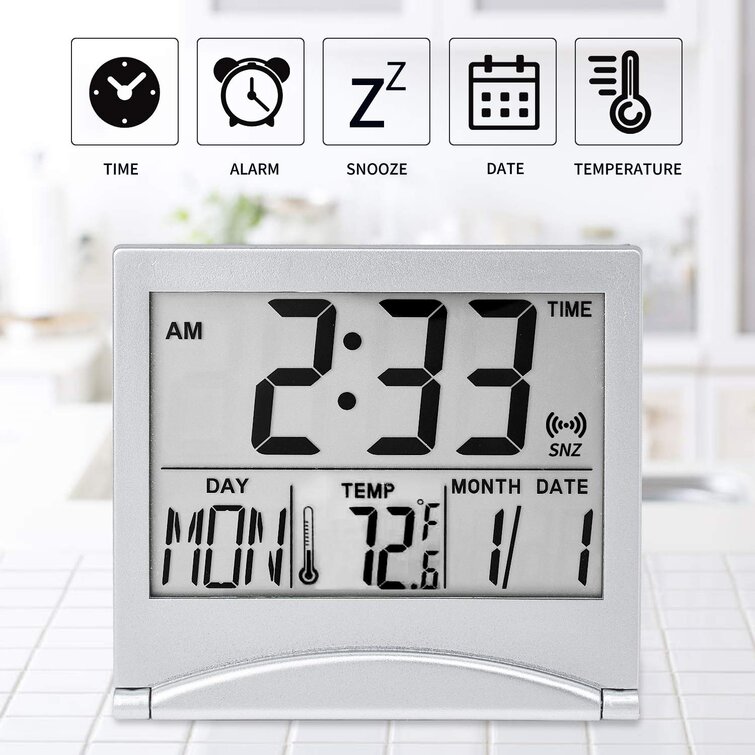 Digital Travel Alarm Clock Battery Operated Portable Large Number Display