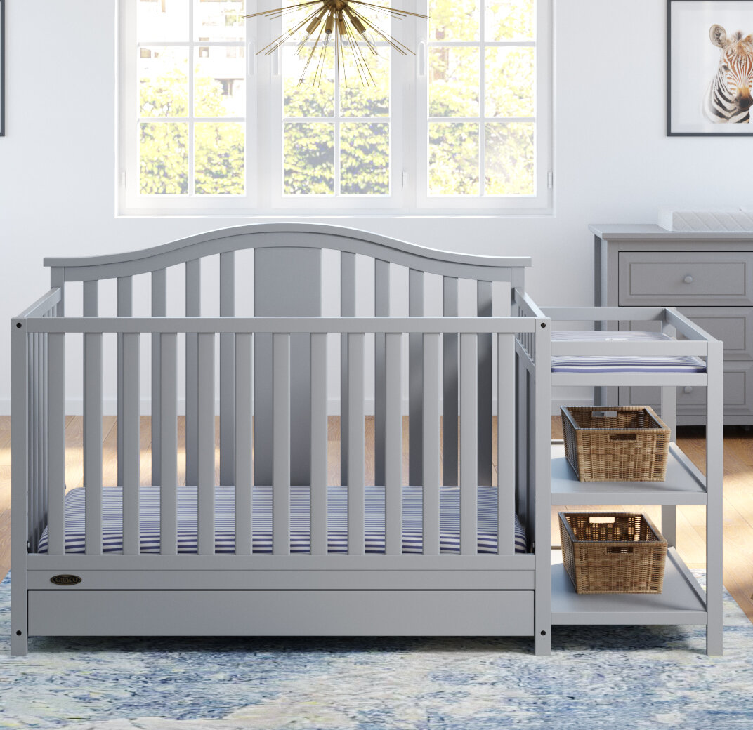Graco Hadley 4 In 1 Convertible Crib With Drawer Pebble Gray Target