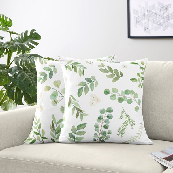 Details about   S4Sassy Decorative 2 Pcs Cotton Poplin  Leaf Print Cushion Cover Pillow Sham 