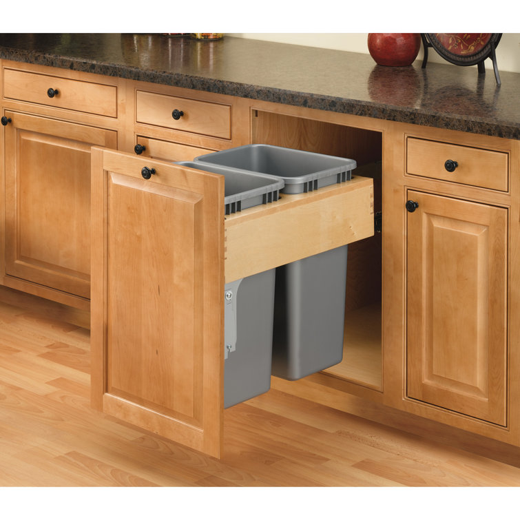 Double Top Mount Stainless Steel 12.5 Gallon Pull Out Trash Can