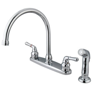 Magellan Double Handle Centerset Kitchen Faucet with Plastic Sprayer