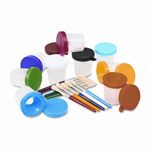 No-Spill Cups and Coordinating Brushes, Assorted Colors, 10
